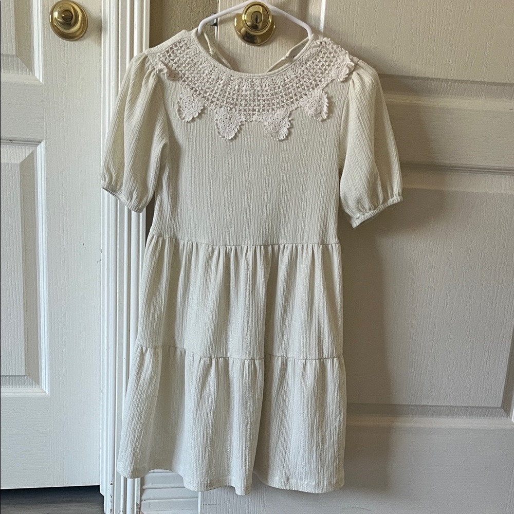 Zara Cream Kids Dress with Lace Detail